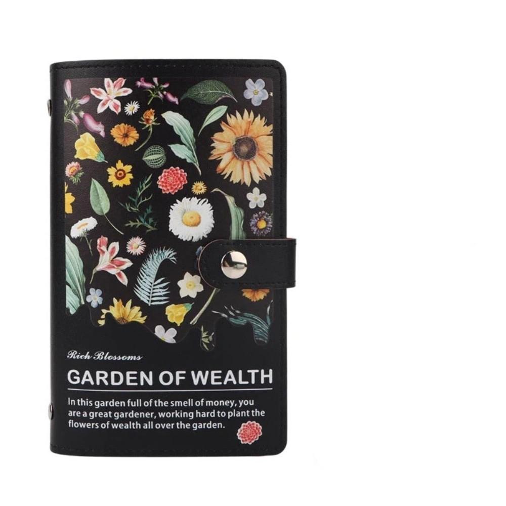 

Leather Cover Money Saving Binder Flower Printed Account Book Cash Budget Notebook Cash Management чёрный