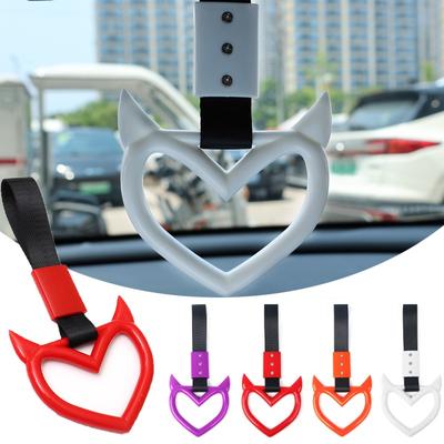 Car Handle with Horn Love Trailer Trim with In Car Pull Ring Drift Charm With Bumper Warning Hanging Ring Auto Accessories