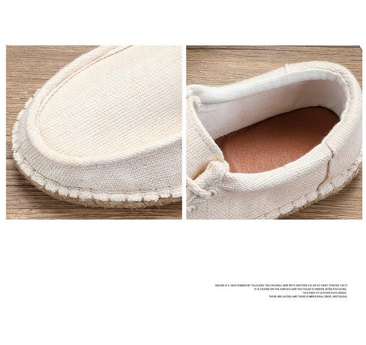 Chaussures tendance en toile de lin pour hommes - Style pêcheur décontracté à semelle en chanvre pour l'été