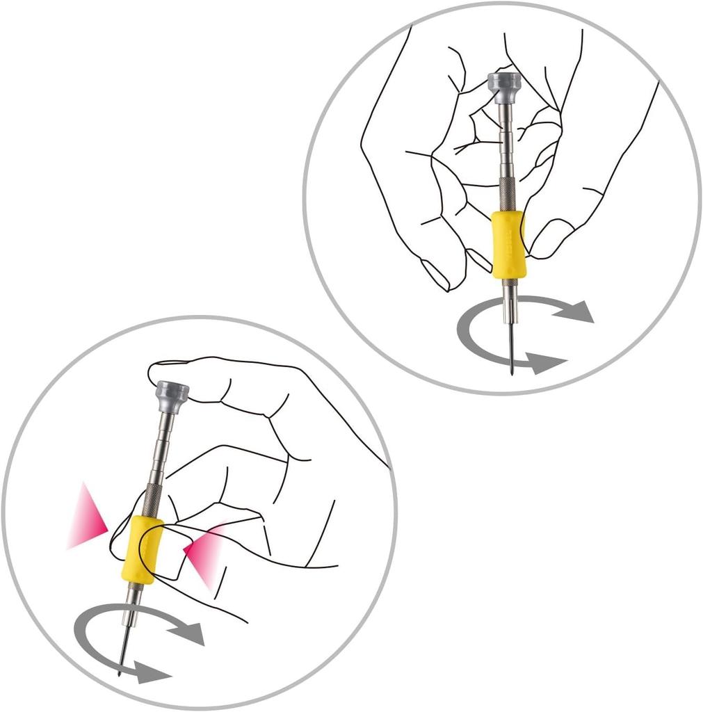 VESSEL Precision Screwdriver Set for Ultra-Fine Screws, 6-Piece Set, +0, +00, +000, +0000, -0.7, -0.9, TD-56S