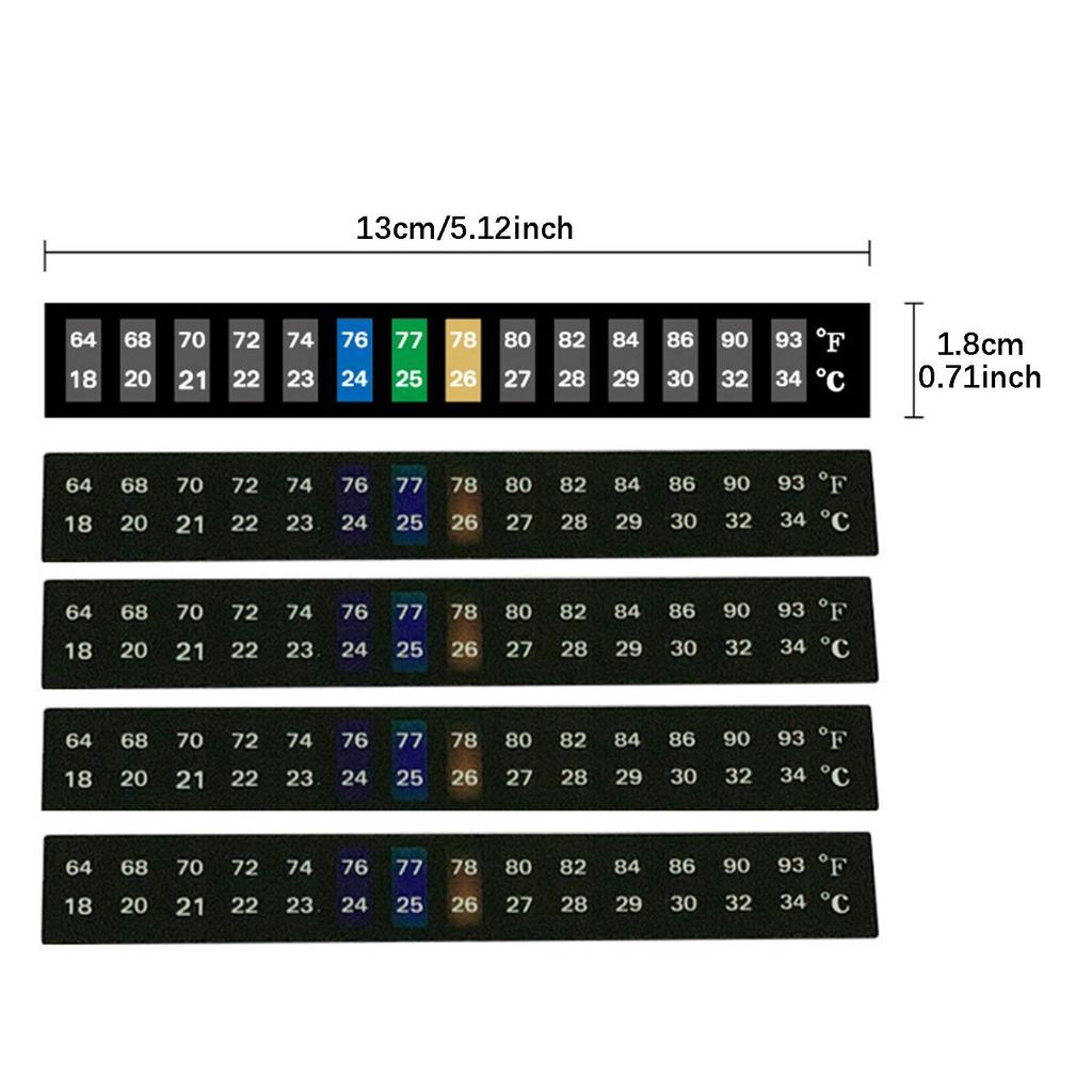 Professional Aquarium Thermometer Sticker Pack Paper Tank Temperature Strip Decals for Terrarium and Plant Pools