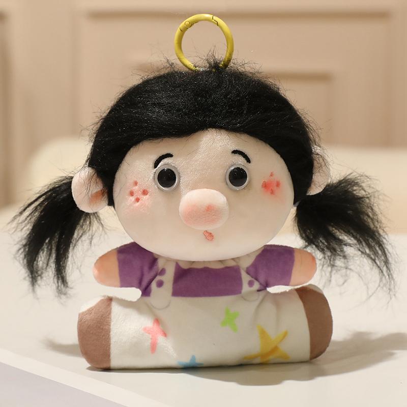 1419Cm Cute Human Figure Plush Pendant Stuffed Colorful Hair Male Female Keychain Decor Plushie For Bag Present