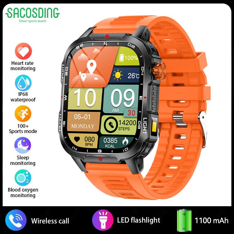2025 New Men's Smart Watch Bluetooth Call 1100mAh Large Battery 60 days standby time 2.01 inch Screen IP68 Waterproof Motion Tracker