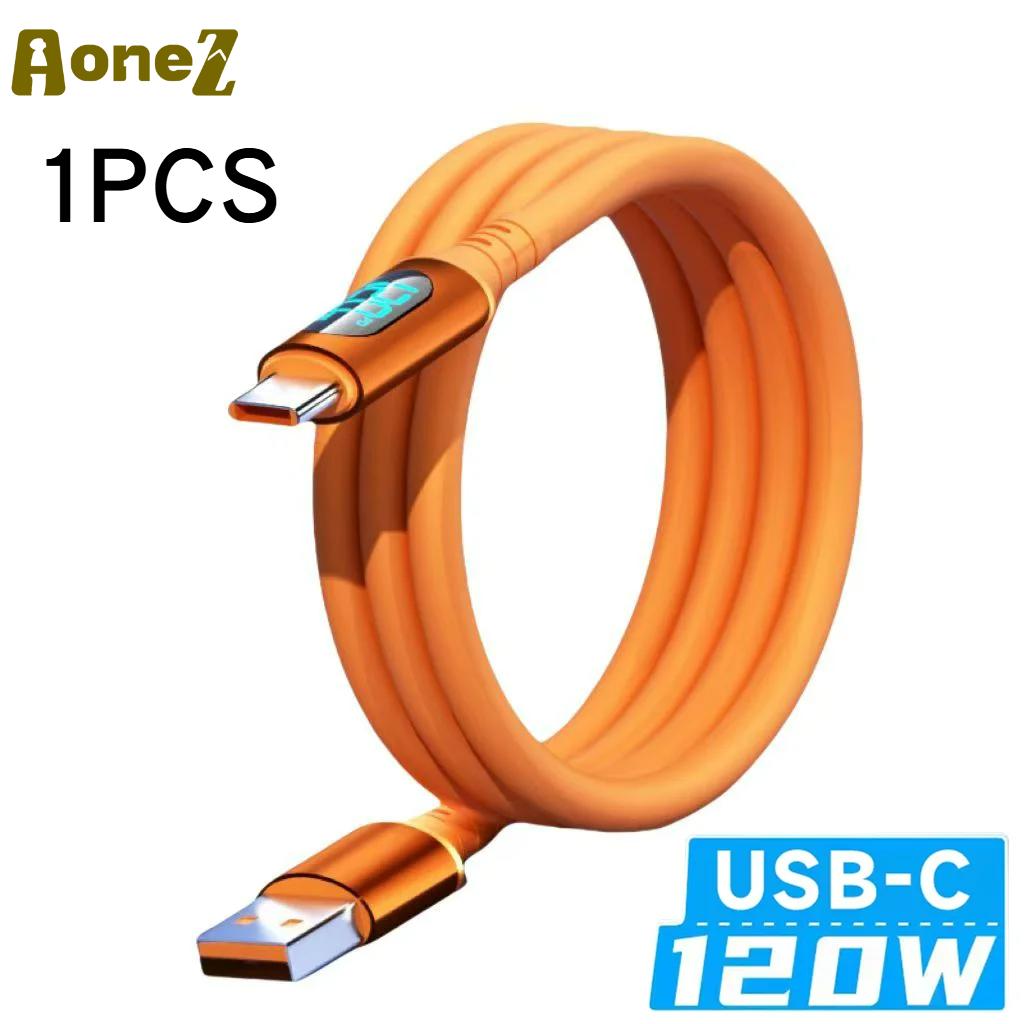 

1-3PCS 6A USBC To Type C Fast charging 120W USB Type C LED digital display Cable For Samsung HUAWEI Xiaomi Oppo vivo charge Cord 1m