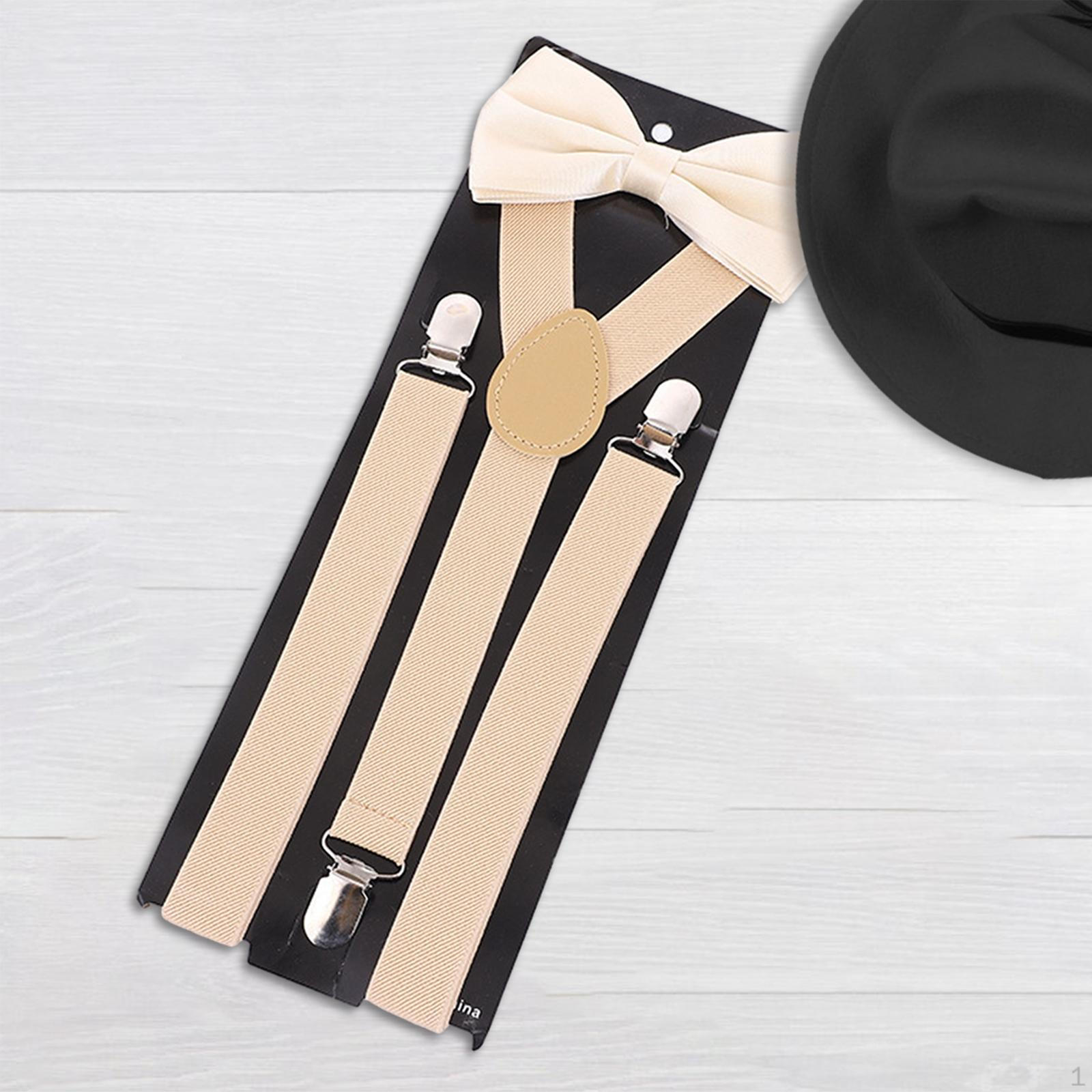 

Мужские подтяжки с галстуком-бабочкой, комплект брюк, подтяжки, удобные Y-образные подтяжки, погоны для официальных мероприятий бежевый