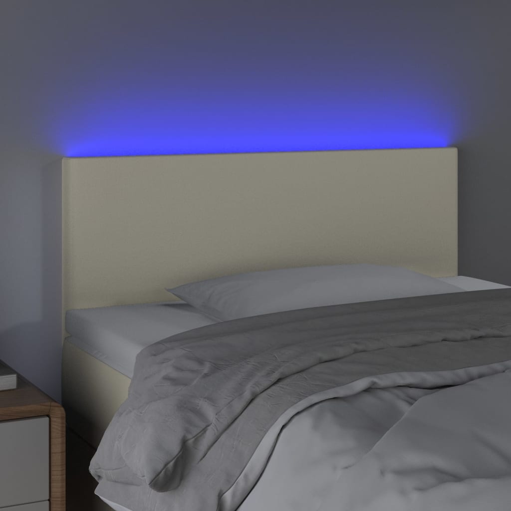 Vidaxl Zagłówek Do Łóżka Z Led, Kremowy, 100X5X78/88Cm, Sztuczna Skóra