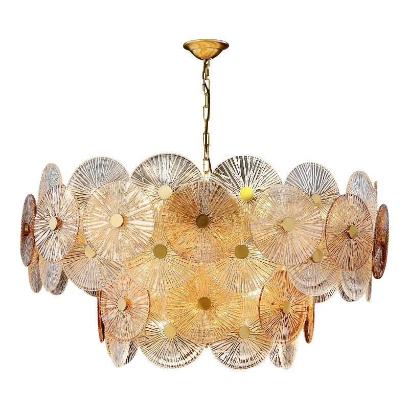 LED Art Deco Modern Stainless Steel Glass Designer Chandelier Hanging Lamp Lighting Lustre Chandelier Lighting Fixture For Foyer
