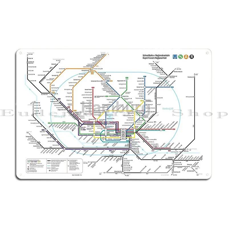 Subway Of Hamburg Metal Signs Painting Home Garage Custom Wall Decor Tin Sign Poster