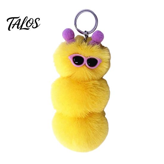 Caterpillar Bag Charms Plush Sunglasses Keychain, Stuffed Keyring Pendant for Decoration Keychain Bags & Car Keys, Decorative Backpack Purse Accessory