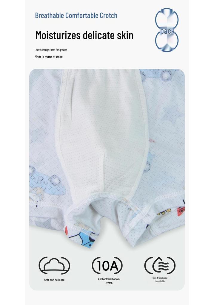 Super Thin Ice Silk Boys' Boxer Briefs - Cool & Breathable Mesh for Ages 3-12
