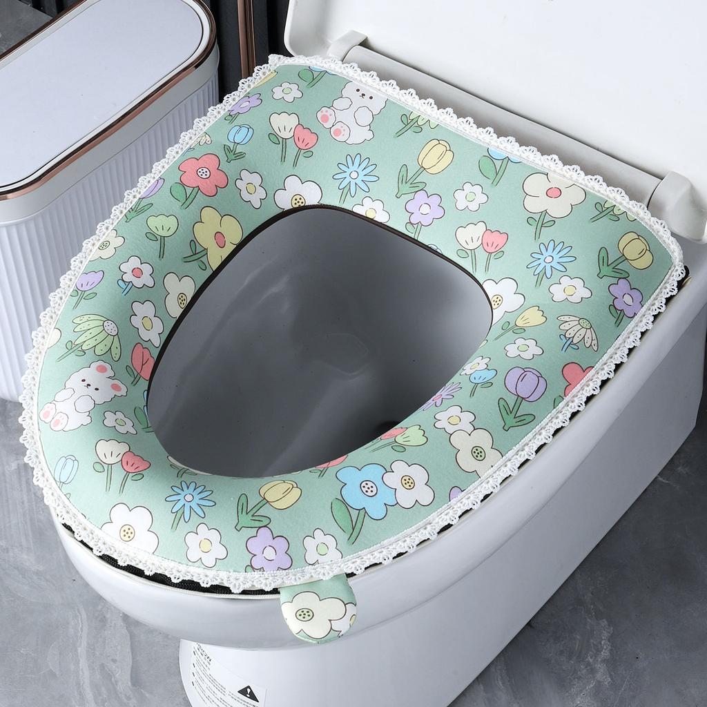 Type Household Toilet Seat Cushion Made of Pure Cotton with Enlarged and Thickened Zipper All Season Universal Waterproof Seat Cover