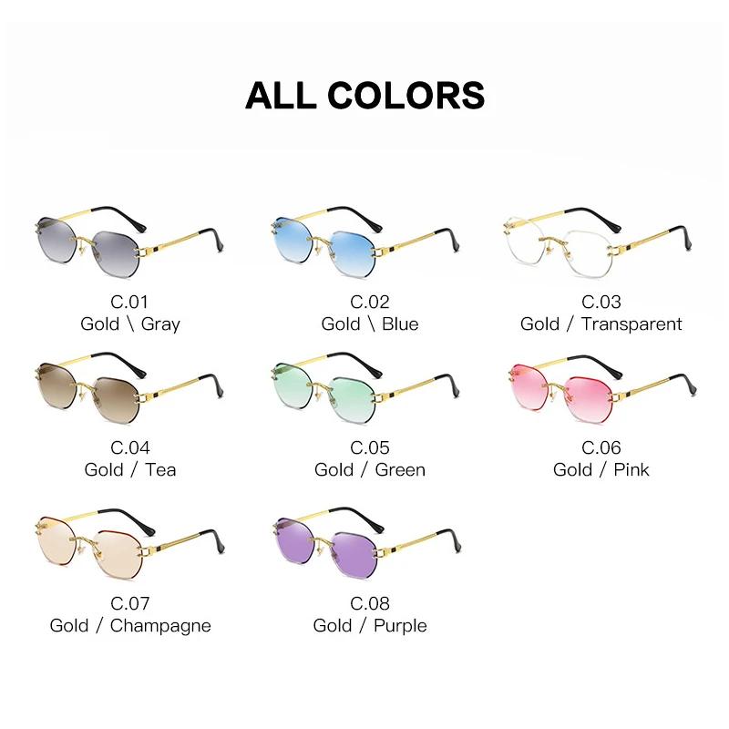 Gafas de Sol Azules Sin Montura Cuadradas Metálicas de Alta Calidad Estilo Verano Espejo para Hombres Mujeres