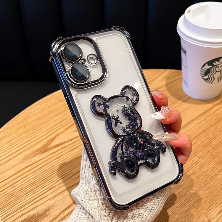 Quicksand Violent Bear Is Suitable for Iphone17 Mobile Phone Case, Apple 16 Four Corners Anti-drop 15ProMax All-inclusive Protective Case.