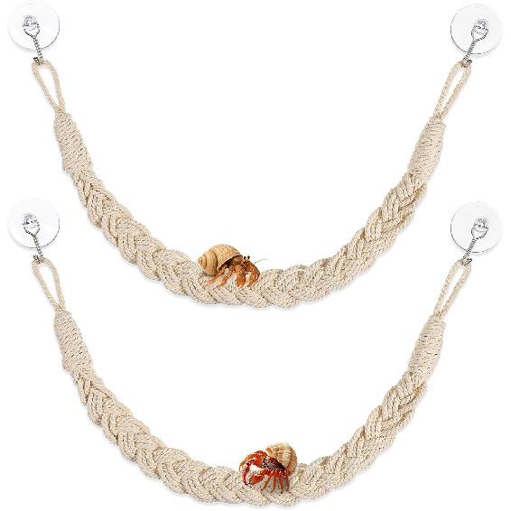 Hermit Crab Climbing Toys 2 Pack 24" Reptile Rope Ladder with Suction Cups Reptile Tank Terrarium Accessories Habitat Decor for Lizards, Geckos,