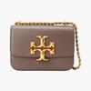 TB Eleanor Leder Matt Klapptasche mit Doppel-T-Logo Einzelne Schulter Crossbody Kordelzug Kette Kleine Quadratische Tasche Damen Klein Braun