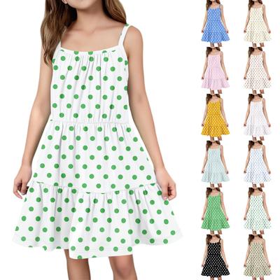 Dziecięca letnia codzienna moda sukienka bez rękawów z okrągłym dekoltem