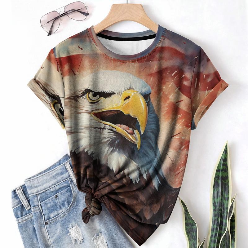 Lässiges Damen-T-Shirt Rundhalsausschnitt Kurzarm Damen-T-Shirt Sommer Leichtes Stoff-Shirt