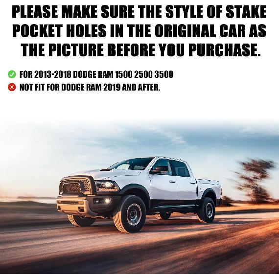 JERBOR 2Pack Silicone Pickup Trucks BedRail Stake Pocket Covers for Dodge Ram 1500 2500 3500 2009-2018 Truck Bed Rail Stake Pocket Plugs