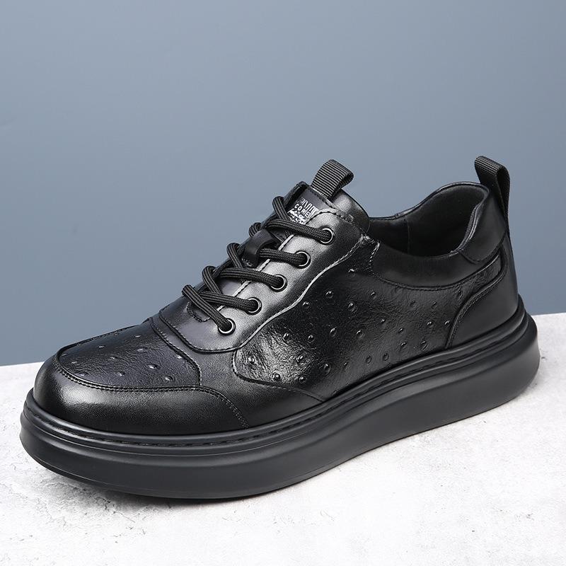 Autumn new light luxury men's shoes breathable leather platform trend versatile casual leather shoes men's sports board shoes