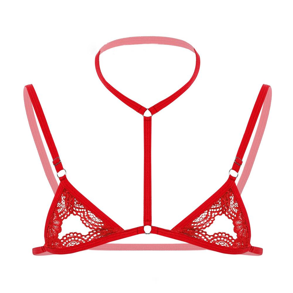 Lace Sexy Lingerie for Male Lace Half Cup Bra Underwired Open Nipple Push Up Cupless Exposed Breasts Underwired See