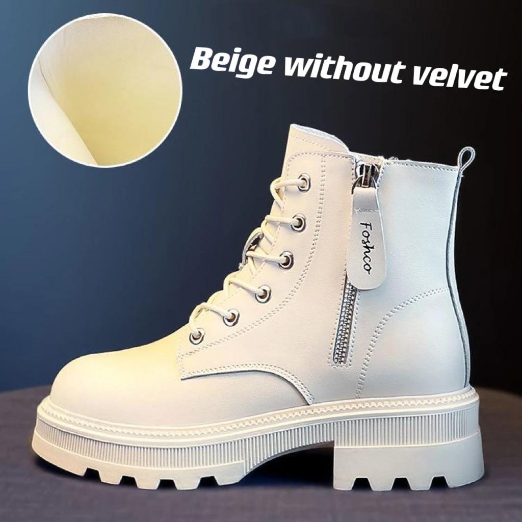 Snøstøvler Plysj Varm Medium Støvletter Dame Svart og Hvit Vinter Fortykket Varm Snø Flate Sko Zapatos Mujer