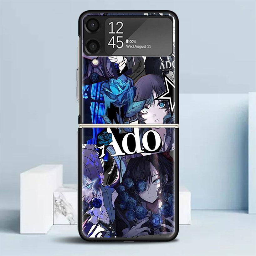 

Ado Kyogen X Uta Black Cover for Samsung Galaxy Z Flip 7 6 5 4 3 5G Phone Case Flip7 Flip6 Flip5 Flip4 Flip3 Pattern Case Galaxy Samsung Z Flip 3