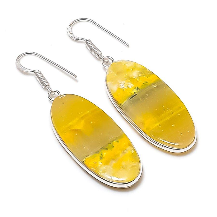 Натуральный Яшма Шмель 925 Стерлинговое Серебро Украшения Серьга 2.05  AEE-11065