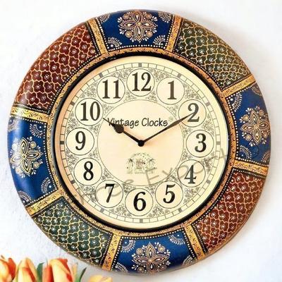 Dřevěné ručně vyráběné analogové nástěnné hodiny / 16 palců (40 Cm'S)