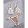 Splicing Ribbed Bikini Women Swimwear Female Swimsuit Two-Pieces Bikini Set High Cut Leg Padded Bather Bathing Suit Swim V7694