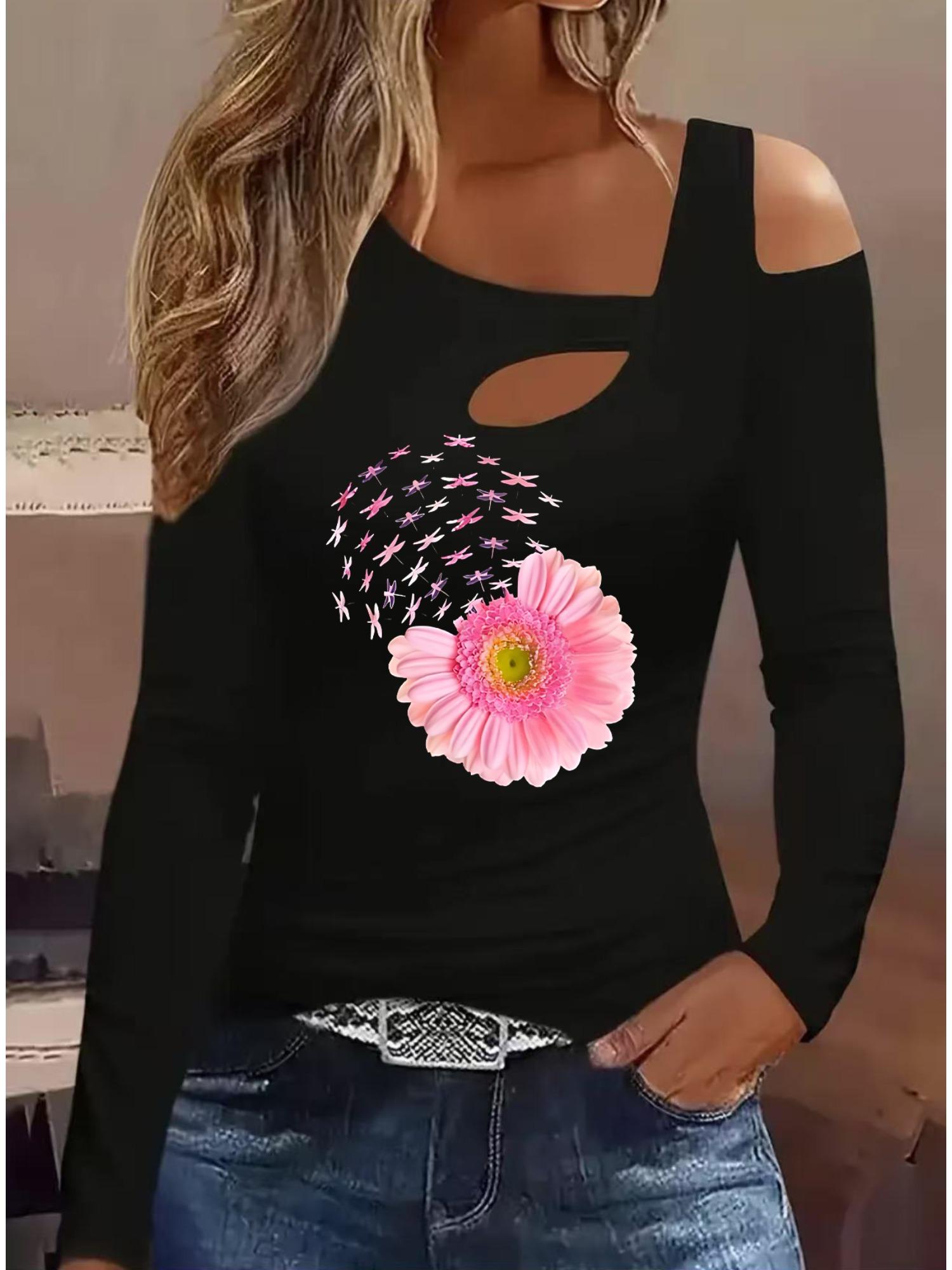 

Модные блузки с живописным принтом, футболки с длинным рукавом, повседневные топы-юбки S чёрный