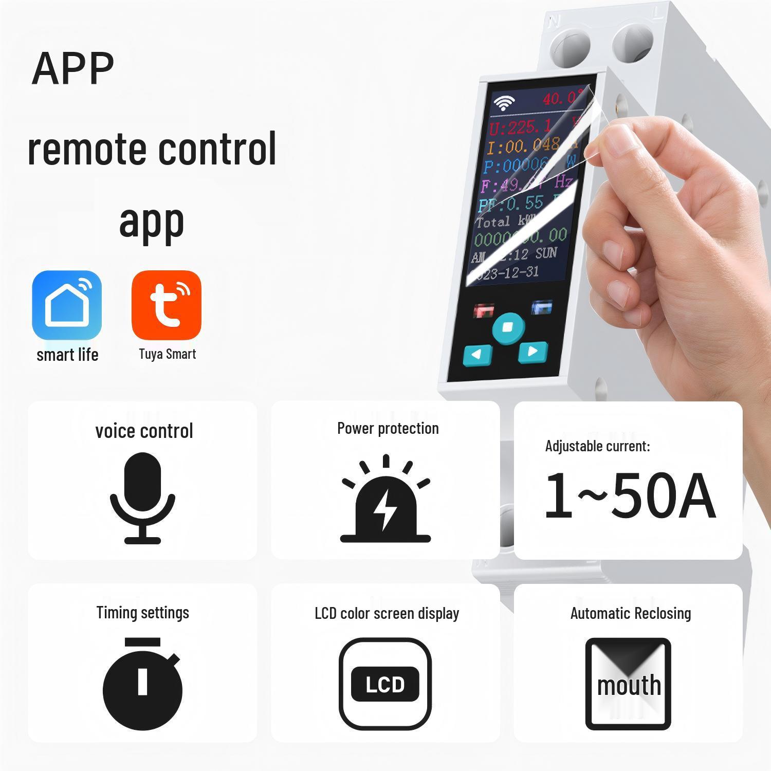 Graffiti Smart WiFi/ZIGBEE Switch & Timer Relay with LCD Meter & App Control WiFi Smart Switch