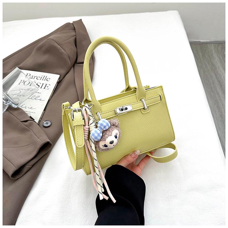 

Women s Korean Style Small Square Fashion Tote and Crossbody Shoulder Bag Without Pendant жёлтый