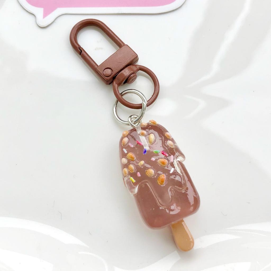 Cute Cartoon Ice Cream Keychain Durable Resin Key Ring For Bag Charm Accessory Perfect Gift For Friends Kids Birthday Party