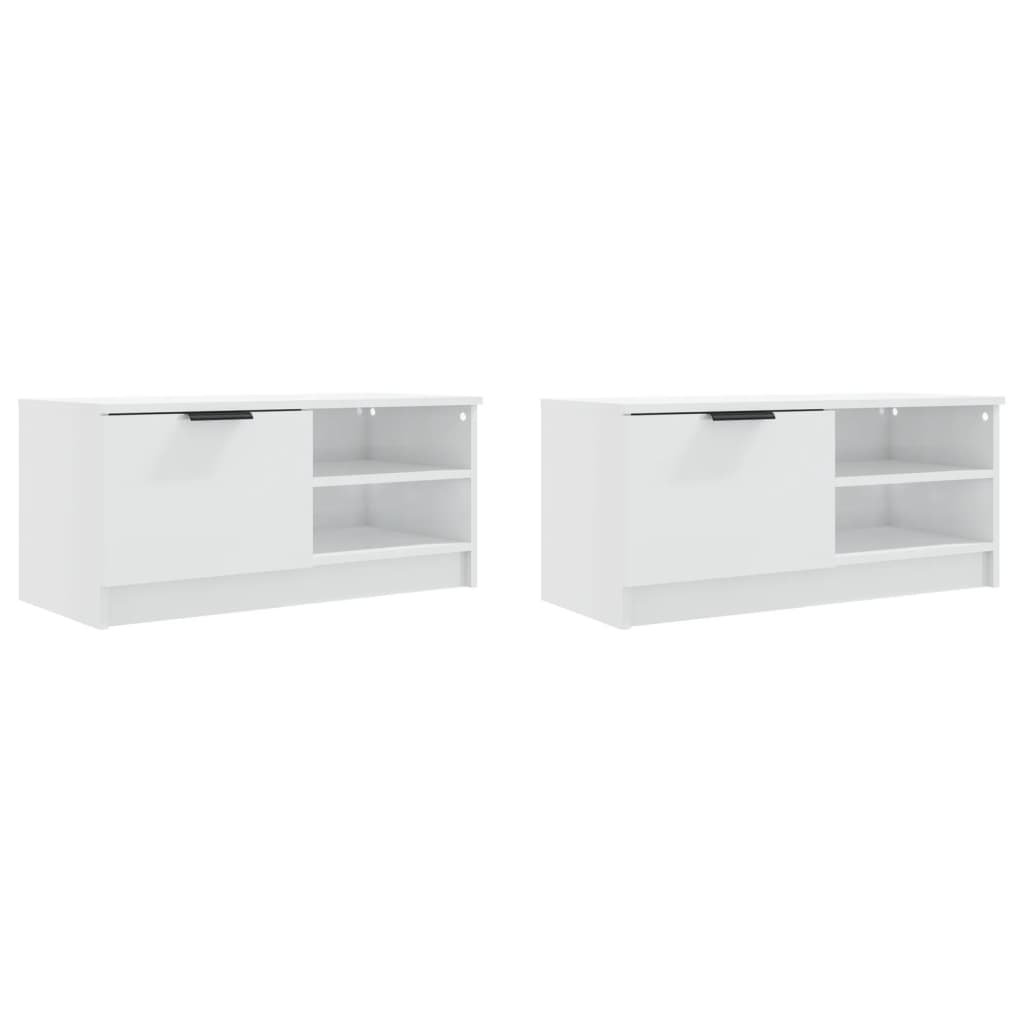 TV Cabinets (2 pcs) High Gloss White 80 x 35 x 36.5 cm Engineered Wood