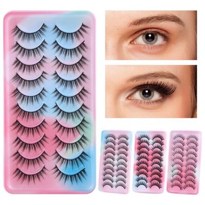 10 Pairs 3D False Eyelashes Short Anime Eyelashes Fashion Cosplay Lashes  for Women
