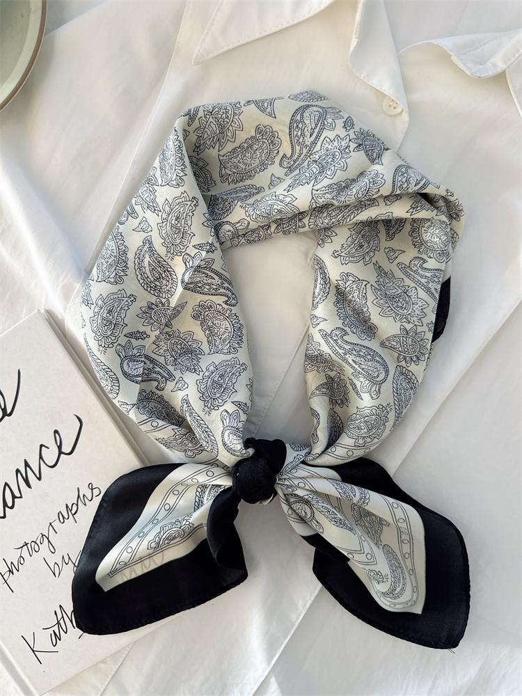 

2025 new cashew silk scarf women s spring and autumn Korean version versatile printed small scarf professional wear decorative
