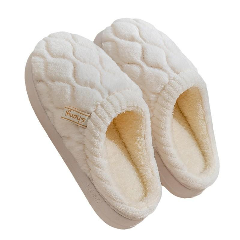 Women's and Men's Non-Slip Plush Cotton Slippers for Spring, Autumn, and Winter