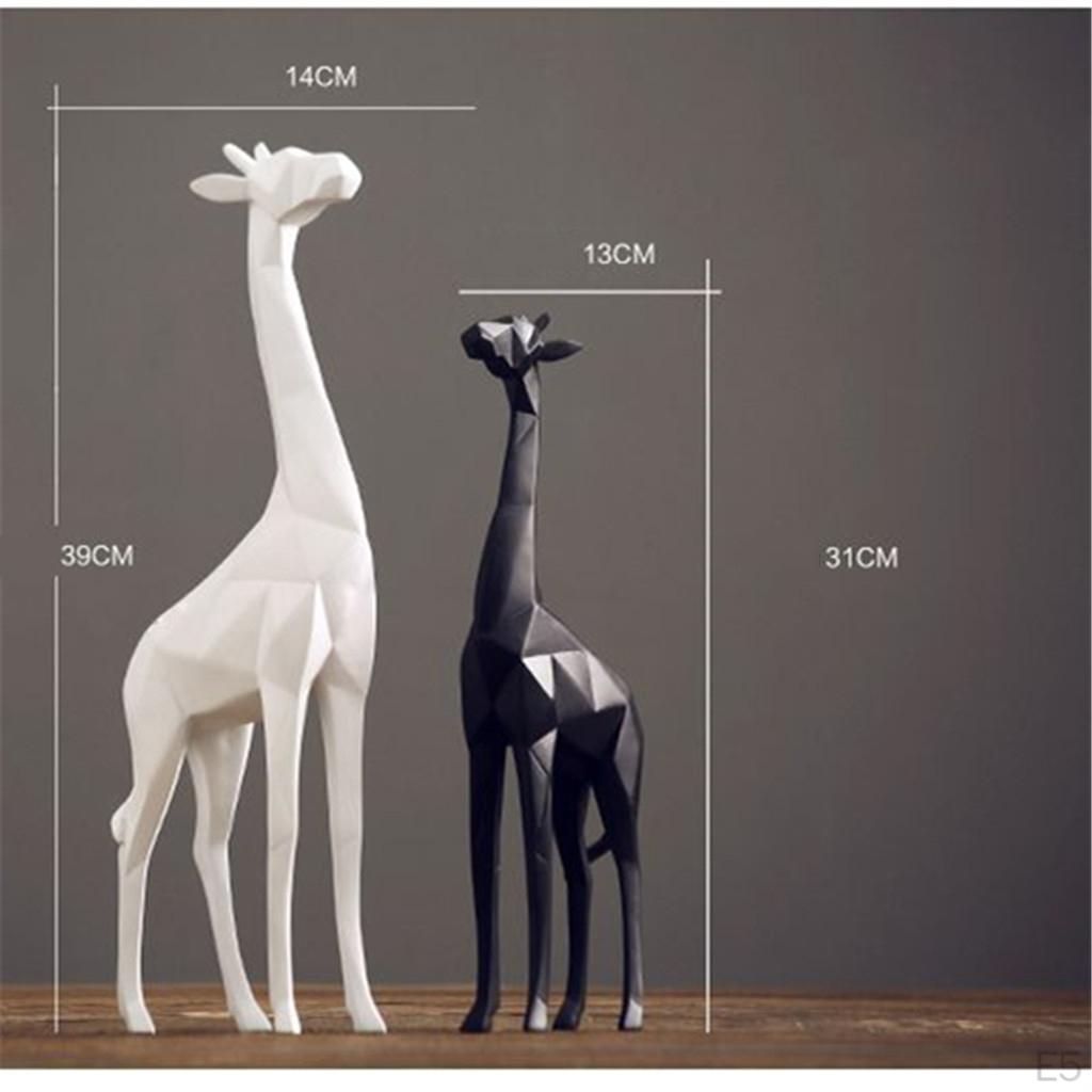 Keramik Giraffe Dekorationsfigur Tierfiguren Skulptur Geschenk Schmuckstück, Weiß / Schwarz