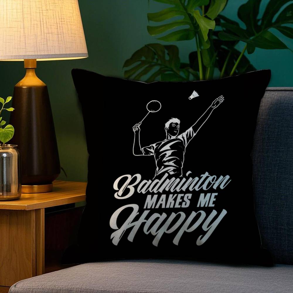 Badminton Sport Pillow Case Sofa Living Room Bedroom Double-sided Printing Square Cushion Nap Time Cushion Cover