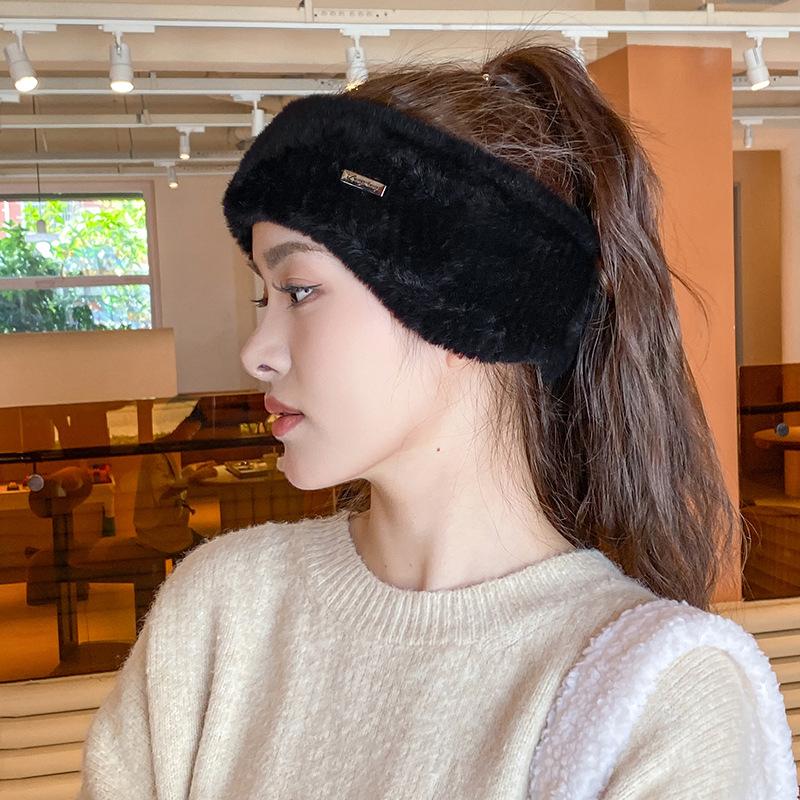 Headband, Empty Top Ear Protection Hat, Winter Warm and Windproof Knitted Confinement Hat, Big Head Circumference Versatile Outdoor Sports Running Hat