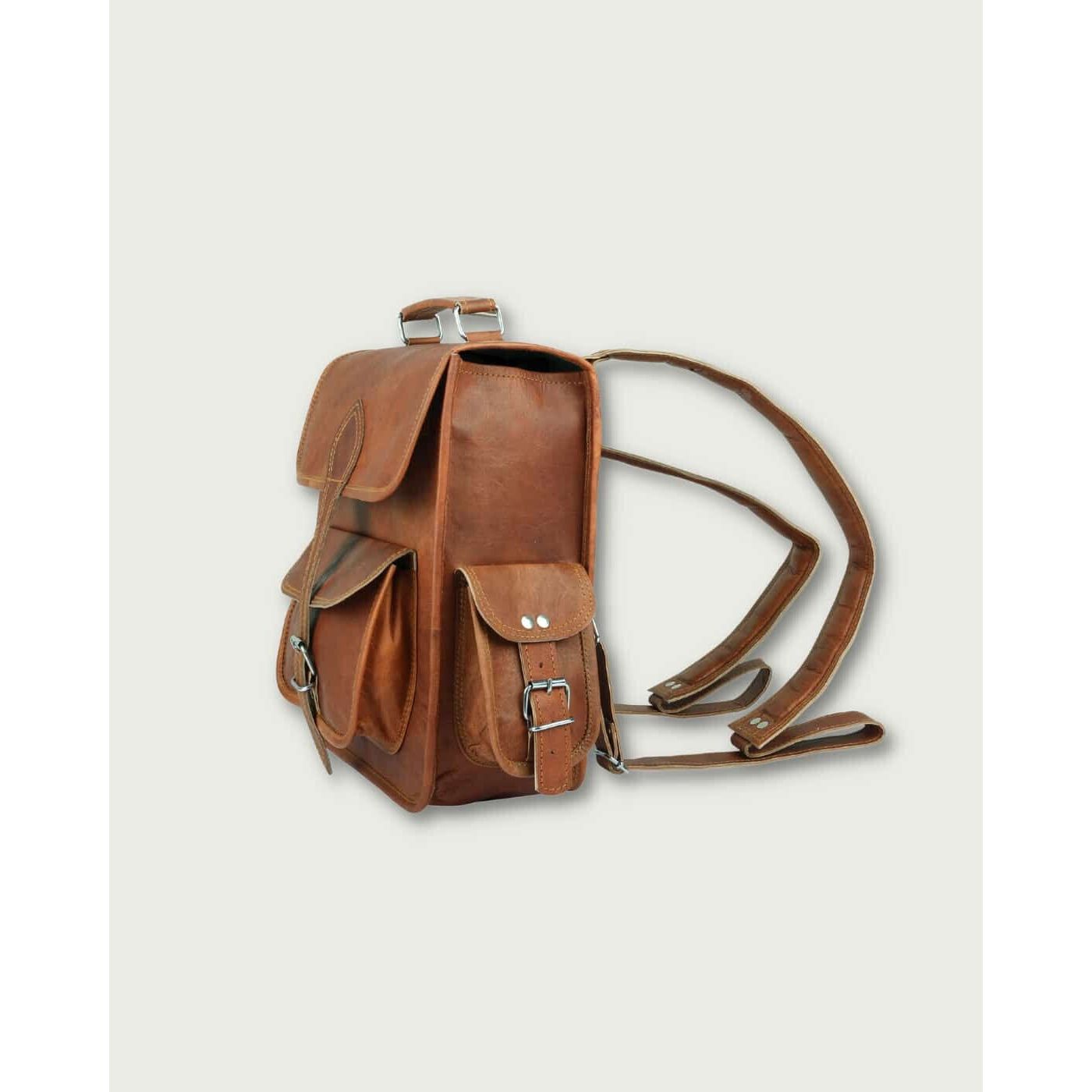 16-дюймовый новый кожаный рюкзак большого размера — фото 4