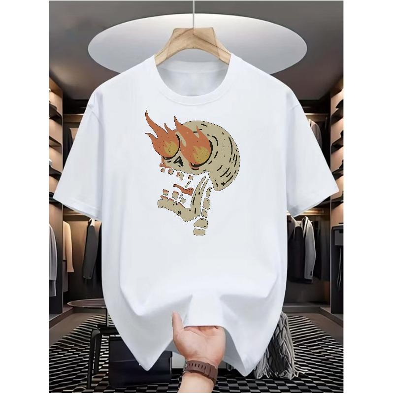 

Hellfire Men s Casual Digital Print T-Shirt, Crew Neck, Short Sleeve, Street Hip-Hop Style, Summer European and American Fashion Trend, Sporty Style S белый