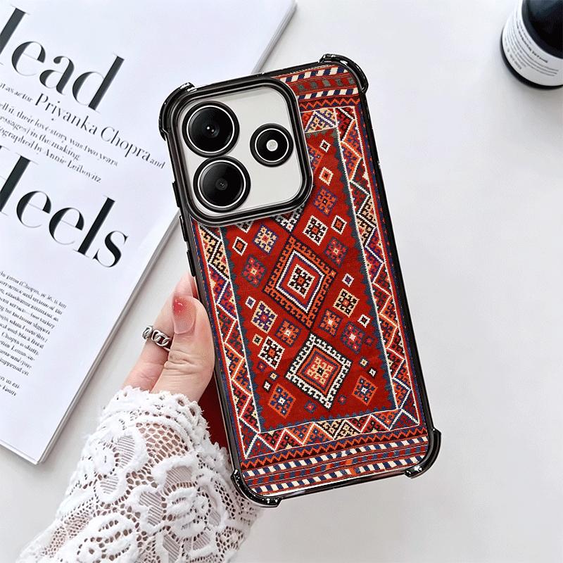 Persian Carpet Floral Pattern Soft Phone Case For Xiaomi Redmi Note 14 15 Pro Plus 13 12 11S 11T 5G 10 9S 9 Plating Anti-Fall Fu