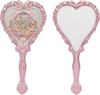 Flower Knows Strawberry Cupid Hand Mirror,Vintage Handheld Mirror,Fancy & Pretty Princess Mirror with Long Handle,Gift for Girls & Women(Milk Pink)