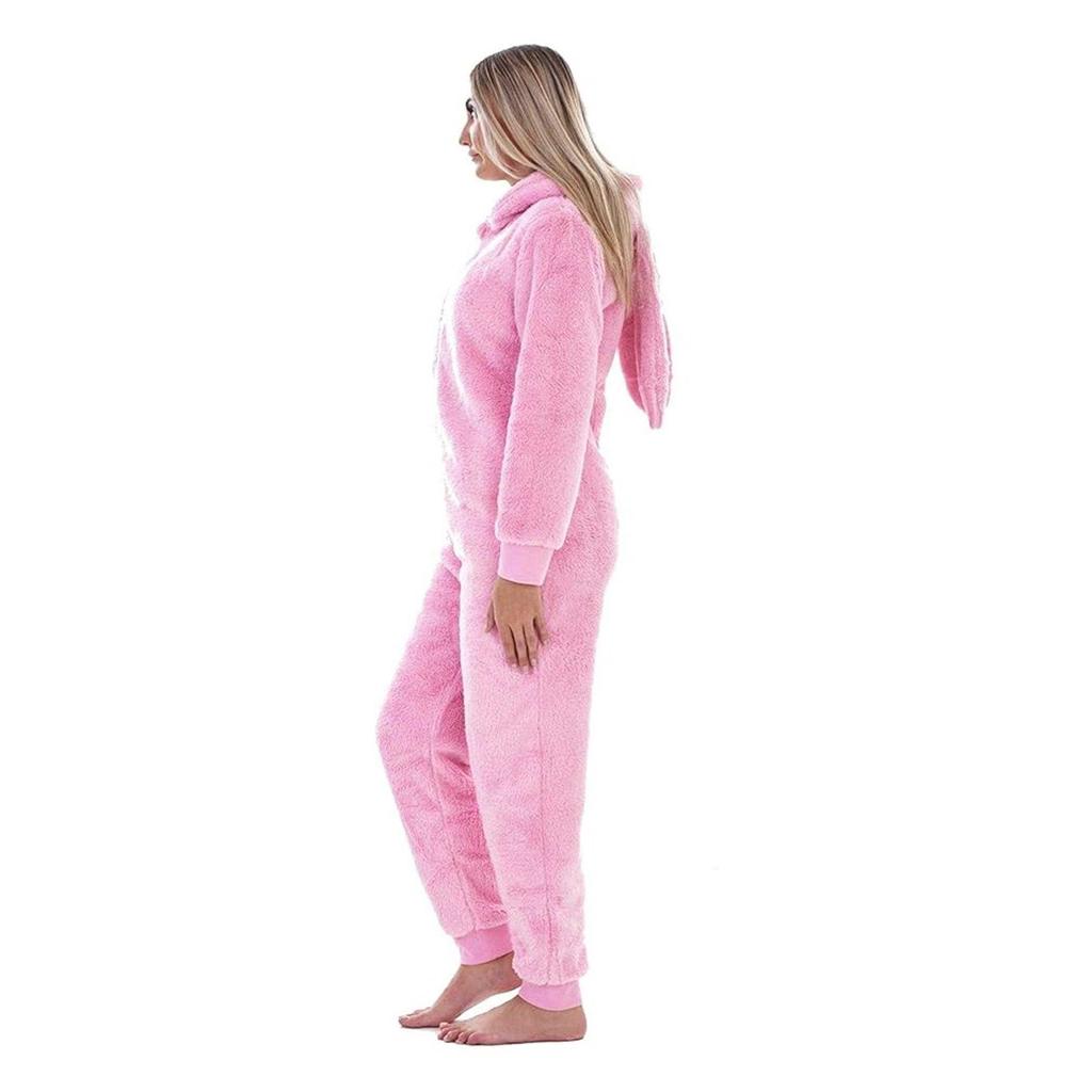 Keanu Womens/Ladies Bunny Ears Fleece Hooded Jumpsuit