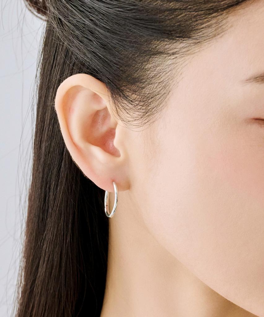 Goldndear 14Kgf Simple Basic One-Touch Hoop Earrings