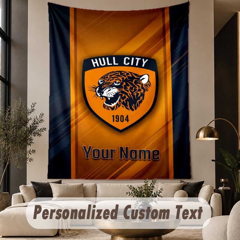 Custom Text Tapestry Hull FC Print Wall Tapestry Indoor Living Room Wall Decor