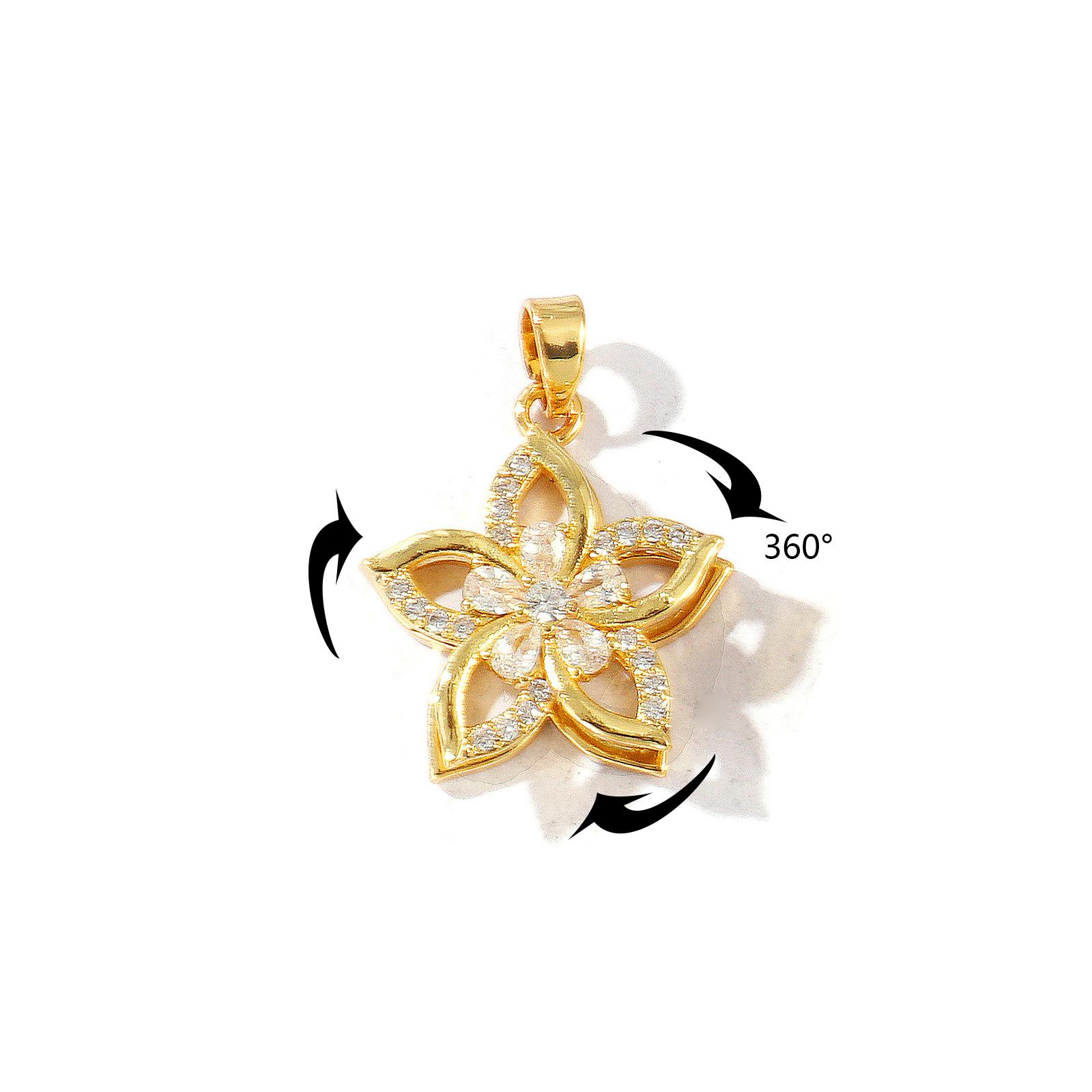 

1 Piece Rotatable Brass Charm Pendant 18K Gold Plated Clear Rhinestone Flower Star Butterfly For DIY Necklace Jewelry Making