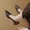New commuter temperament pointed head color matching one-pedal single shoes women's light mouth retro cat heel high heels