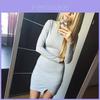 Robe Mini Élégante pour Femme, Manches Longues, Moulante, Robe de Cocktail, Soirée